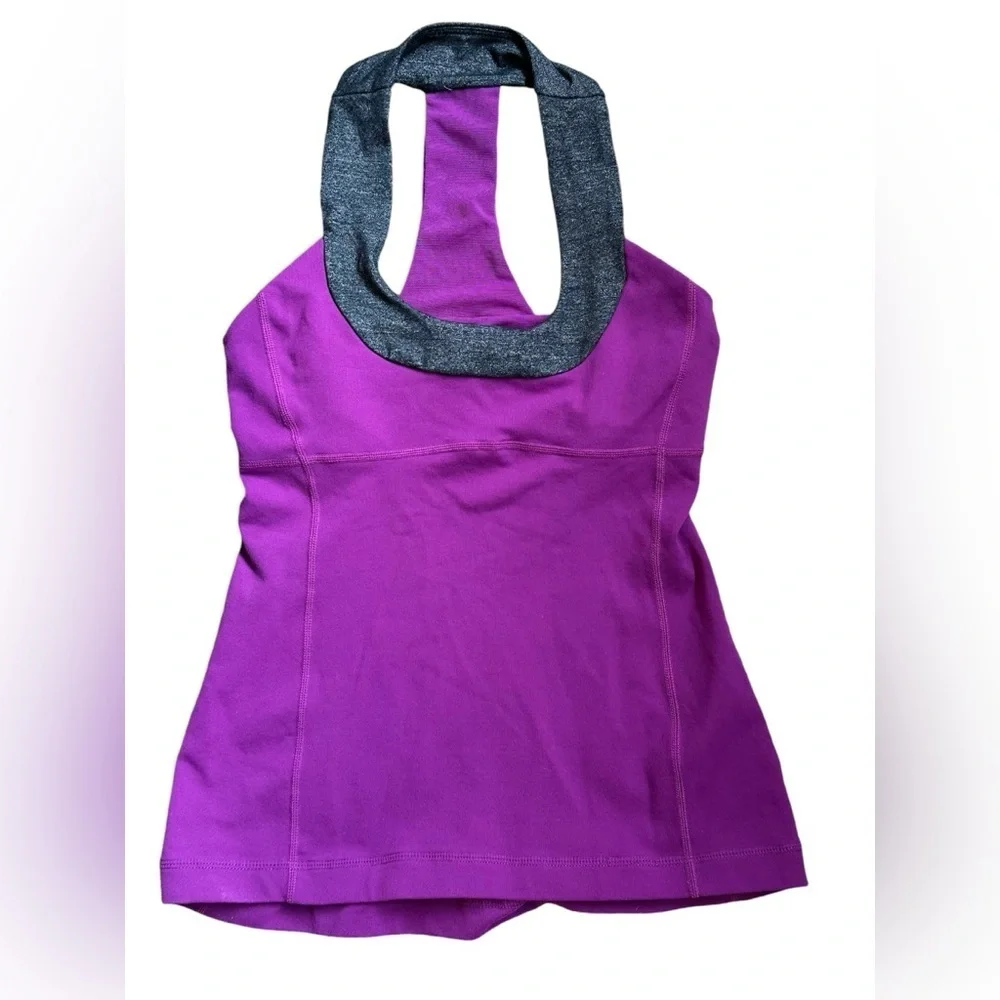 Lululemon Women's Scoop neck tank purple and grey size 4 workout yoga gym - Picture 2 of 7